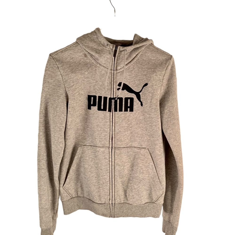PUMA Essentials Logo Full-Zip Women's Hoodie Gray & Black Size S